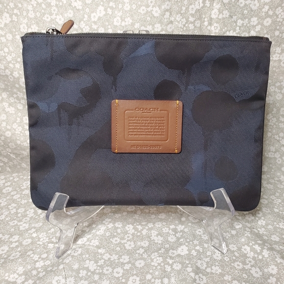Coach Large Denim Print Pouch Clutch - Picture 1 of 6